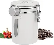 1.8L/60oz Large Stainless Steel Coffee Canister，with AirTight Seal BPA Free Silicone Lid for Fresh Coffee Bean Storage Coffee Container Includes Coffee Spoon Ideal for Tea Sugar and Grains