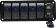 6 Gang Switch Panel Voltage Display Marine Grade Waterproof for Auto Motorcycle Bus Ship