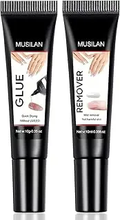 Newly Upgraded Nail Glue Gel with Remover Kit,Long-Lasting Semi Solid Super Strong Nail Glue for Press On Tip Quick Drying Nail Glue Remover No Need for UV Lamp Fake Acrylic Nails Kit Glue Gel