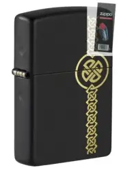 Zippo 49518 Celtic Laser Engraved Black Matte Lighter + FLINT PACK