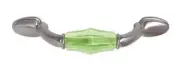 (5 Pack) 3 inch Coke Bottle Green Faceted Acrylic Insert Pull Satin Nickel