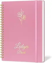 Accounting Ledger Book for Small Business Bookkeeping & Personal Use, Expense Tracker Notebook for Family Budget, Bookkeeping Record Book, Income and Expense Log Book - 8.4" x 6.1" (Pink)