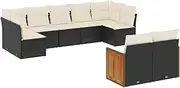 vidaxl Modular Sofa Set with Cushions – 9 Piece Garden Patio Furniture – Black Poly Rattan Lounge – Flexible Configuration – Weather-Resistant Materials