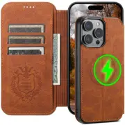 Retro Leather Flip Magsafe Case for iPhone 15 16 Pro Max Card Slot Holder Cover