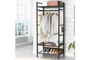 Heavy Duty Clothes Rack 3 Tiers MDF & Metal Iron Rail