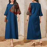 Muslim Abaya Women Print Long Dress Dubai Kaftan Islamic Robe Party Gown Caftan