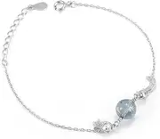 [FEATUR] Ladies Jewellery Gift,Silver Bracelets for Womens,Charm Bracelet, S925 Sterling Silver Guardian Crystal Bracelet Female Student Simple Design Sterling Silver Bracelet for Women Silver