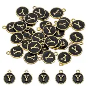 Letter Charm, 30 Pcs Capital Initial Alphabet Y Letter Charm for Bracelet, Black