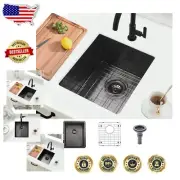 Sleek 15x17 Black Undermount Bar Sink - 16 Gauge Stainless Steel Design