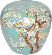 Ceramic Drum Table Decorative Garden stools, Decorative Ceramic Garden Stool, Glazed Hand-Painted Flower and Bird Shoe Changing Stool Drum Stool, Suitable for Outdoor Garden, Living Room, Terrace(Sky