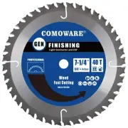 COMOWARE Circular Saw Blade 7 1/4 inch - 40 Tooth ATB, Premium Tip, Anti-Vibr...