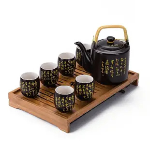 復古大容量陶瓷青花瓷提梁壺過濾 家用泡茶套裝涼水壺茶具帶茶盤