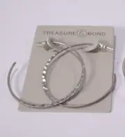Nordstrom Treasure & Bond Women's Hammered thin Silver Hoop Earrings NWT 29