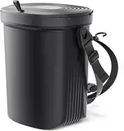 Trash Can for Car Garbage: Leakproof Silicone Car Waste Bin w/Lid for Drivers and Passengers; 1.9 Gallon Garbage Container for Vehicle, Sedan, SUV, Van, MPV & Truck (Black)