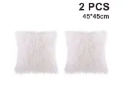 Soft Decorative Cushion Covers 45 X 45 Cm, Long Hair Decorative Cushion Cover, Decorative Faux Fur, Sofa Cushion Cover, Faux Fur Cushion Cover-White