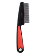 Flea Comb with Rubber Handle, Flea and Tick Comb for Dogs and Cats, Fine Tooth Dog Comb for Grooming, Red
