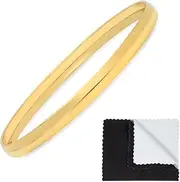 [The Bling Factory] 5.9mm 14k Yellow Gold Plated Plain Bangle Bracelet
