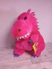 Dinosaur Hand Puppet Gibson Greetings 1997 Bright Pink Purple Kids Toy Vintage