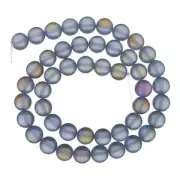 Matte Crystal Glass Beads 8mm Synthetic Frosted Shining Beads, Gray Blue