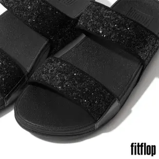 【FitFlop】LULU GLITTER SLIDES經典亮片雙帶涼鞋-女(靓黑色)