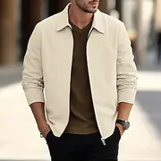 Men's Shirt Jacket Overshirts Transition Jacket Daily Wear Lightweight Pocket Spring Plain Streetwear Lapel Regular Waffle Fabric Black White Blue Khaki Gray J