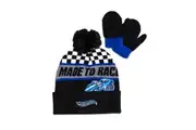 Hot-Wheels Mattel Kids Children Beanie & Mittens Winter Racing Hat Blue