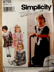 New Simplicity 8795 Toddler Girls' Dress & Jumpsuit Patterns Sz 1-2-3-4