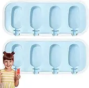 Silicone Ice Pop Molds, 4-Hole Silicone Popsicle Maker, 2X Easy Release Moulds Ice Cream Maker Food Grade Mold for Juice, Pudding, Fruit
