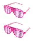 50 Pink Flashing LED Shutter Glasses Light Up Rave Slotted Party Glow Shades UK