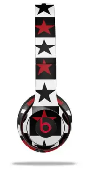 Skin Wrap for Beats Solo Wireless 2 3 4 Hearts Stars Red SKIN ONLY