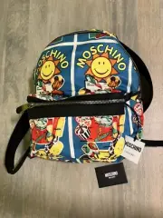 Moschino Sun Smiley Resort Summer Print Blue Backpack New With Tags