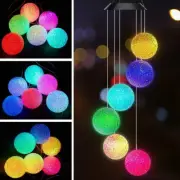 Solar-Powered Color Changing Crystal Ball Wind Chime for Outdoor Decor
