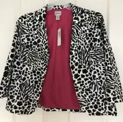 NWT Chico's Black/White Patterned , Spotted Animal, Vanya Jacket, Sz. 2