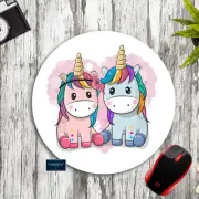 RAINBOW UNICORN BOY & GIRL CUSTOM ROUND PC MOUSE PAD DESK MAT HOME SCHOOL GIFT