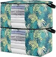 sanluoli 60L 2 Pack Storage Bag For Bed Sheets with Reinforced Handles, clear window Storage Containers For Closet