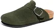 [FITORY] Mens Suede Clogs with Arch Support，Leather Cork Footed Mules Size 7-14