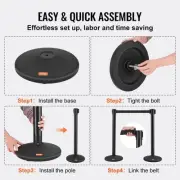Crowd Control Stanchions 2 Retractable Belt Barriers 6.5FT Plastic Queue Posts