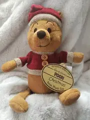 Japan Christmas old time 12" Santa Pooh retired NEW bean plush bean bag toy