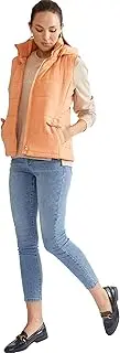 [KATIES] WOMENS - Vest - Winter - Orange - Gilet/Jacket - Sleeveless - Solid - Relaxed Fit - Length Regular - Office Wear - Casual Work Clothes