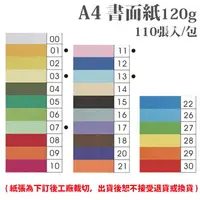 在飛比找樂天市場購物網優惠-A4 書面紙 120磅 120P 多色可選 110張 /包（