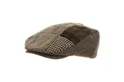 Mens Patchwork Winter Flat Cap With Wool (Grey) (58cm)
