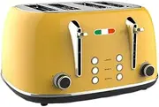 Vintage Electric 4 slice Toaster Yellow Stainless Steel 1650W