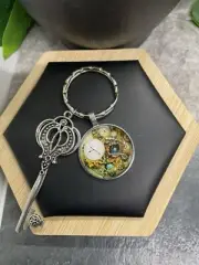 3” Silver-Tone Skeleton Key Watch Pendant Keychain New Free Ship B4184