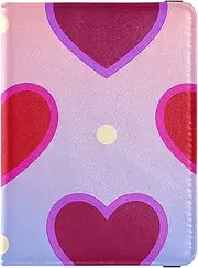 [Amooorous] Colorful Gradient Heart Neon White Dot Leather decorative Passport and Vaccine Card Wallet Combo Wallet Combo Wallet Passport Holder Waterproof, colorful gradient heart neon white dot, 1 size