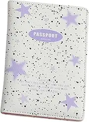 [Angoily] Passport Holder Lightweight PU Leather Travel Wallet for Cards Passport Stylish Star Design Convenient Document Organizer for Men Women