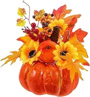 PLAFOPE Rv Decoration Accessories Halloween Decoration Halloween Outdoor Decorations Fall Outdoor Decor Halloween Pumpkins Fake Sunflower Bouquet Pumpkin Vases for Centerpiece Plastic