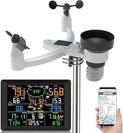 7-in-1 Weather Station with Outdoor Sensor, WiFi Weather Monitoring System, Wireless Solar Powered Weather Stations with Weather Forecast, Temperature Wind Gauge