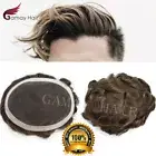 Mens Toupee French Lace Breathable Natural Human Hair piece Real Knots Wigs D7-5