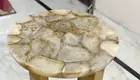 17" Round Agate Corner Side Table Top with 28" Metal Legs Home & Cafeteria Decor