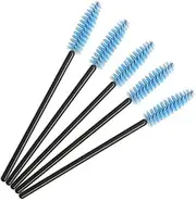 Namzi 100 Pcs Disposable Eyelash Mascara Brushes for Eye Lashes Extension Eyebrow and Makeup (Black rod and blue head)